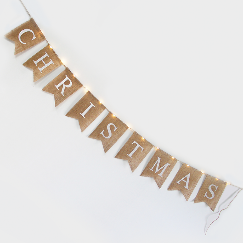 ^ HESSIAN X-MAS FLAG , 15 MINI LED WW Λ/ΚΙΑ ΑΣΗΜΙ ΧΑΛK. ΜΠ/ΡΙΕΣ (3xAA), IP20, 150+30cm, ΔΙΑΦ. ΚΑΛ.  -X05151117